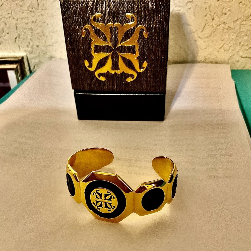 Rustic Cuff Gold Color And Python Skin Cuff - image 2